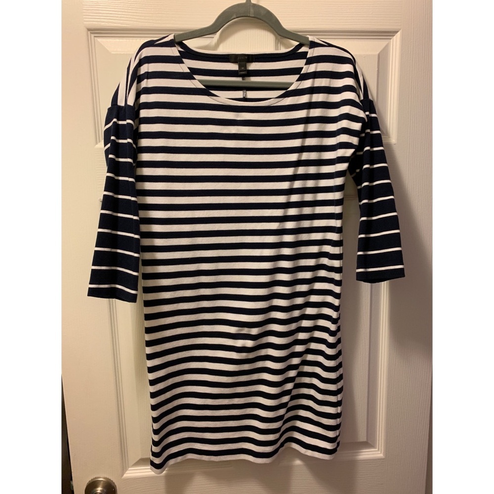 Jcrew stripe dress cotton blue white